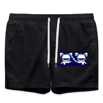 DJ 2 Mischpult Katzen Team Schallplatte Party Crew - Badeshorts - Schwarz - Vorne - AI Model Male 185 light (185cm)