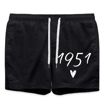Herzjubiläum 1951 - Badeshorts - Schwarz - Vorne - AI Model Male 185 light (185cm)
