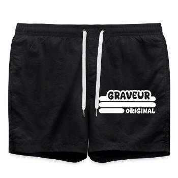 Beruf Graveur - Badeshorts - Schwarz - Vorne - AI Model Male 185 light (185cm)