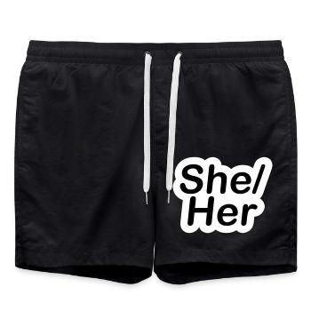 Pronom Elle/Elle - Montrez vos pronoms avec fierté ! - Short de bain - noir - Devant - AI Model Male 185 light (185cm)