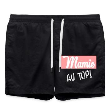 MAMIE. FÊTE DES MÈRES. BONNE FÊTE MAMIE. HUMOUR - Short de bain - noir - Devant - AI Model Male 185 light (185cm)
