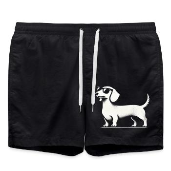 Dackel mit Sonnenbrille Teckel Silhouette Hund - Badeshorts - Schwarz - Vorne - AI Model Male 185 light (185cm)