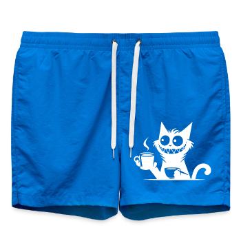 Drôle de chat souriant avec une tasse à café pour vous - Short de bain - cobalt blue - Devant
