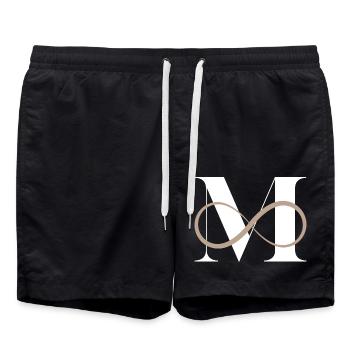 Unendlicher Buchstabe m - Badeshorts - Schwarz - Vorne - AI Model Male 185 light (185cm)