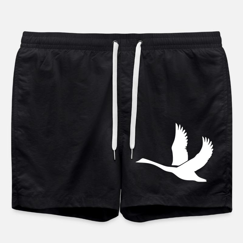 Swan with huge wings - Swim Trunks - black