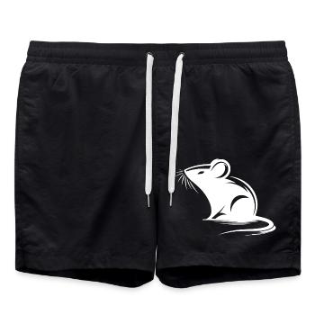Little Cute Mouse Drawing - Swim Trunks - black - Front - AI Model Male 185 light (185cm)