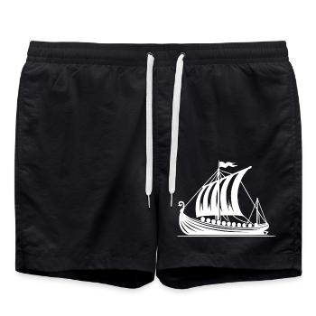 Drachenboot Wikinger Style Segel Design - Badeshorts - Schwarz - Vorne - AI Model Male 185 light (185cm)