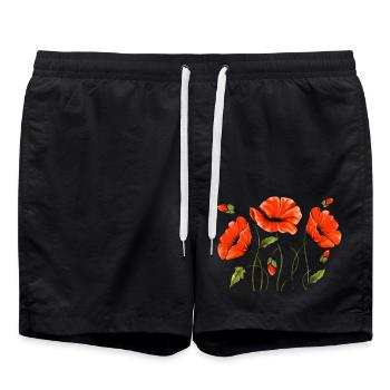 Blumen - Badeshorts - Schwarz - Vorne - AI Model Male 185 light (185cm)