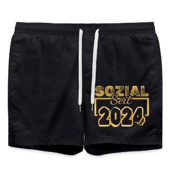 Travailleur social 2024 - Short de bain - noir - Devant - AI Model Male 185 light (185cm)