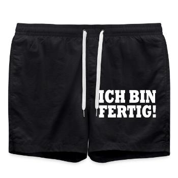 Ich bin fertig - Badeshorts - Schwarz - Vorne - AI Model Male 185 light (185cm)