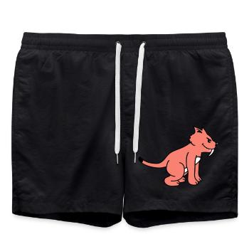 Chat sauvage maléfique Tigre à dents de sabre Tigre à longues dents - Short de bain - noir - Devant - AI Model Male 185 light (185cm)
