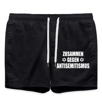 zusammen gegen antisemitismus - Badeshorts - Schwarz - Vorne - AI Model Male 185 light (185cm)