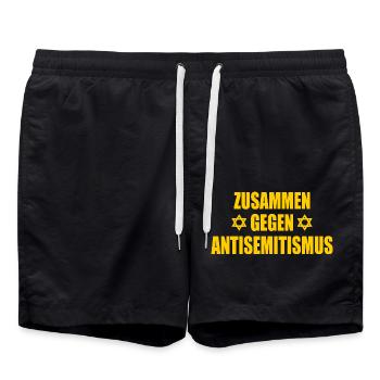 zusammen gegen antisemitismus - Badeshorts - Schwarz - Vorne - AI Model Male 185 light (185cm)