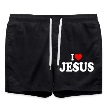 I love jesus - Short de bain - noir - Devant - AI Model Male 185 light (185cm)