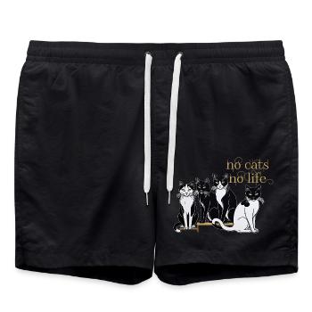 no cats no life - Swim Trunks - black - Front - AI Model Male 185 light (185cm)