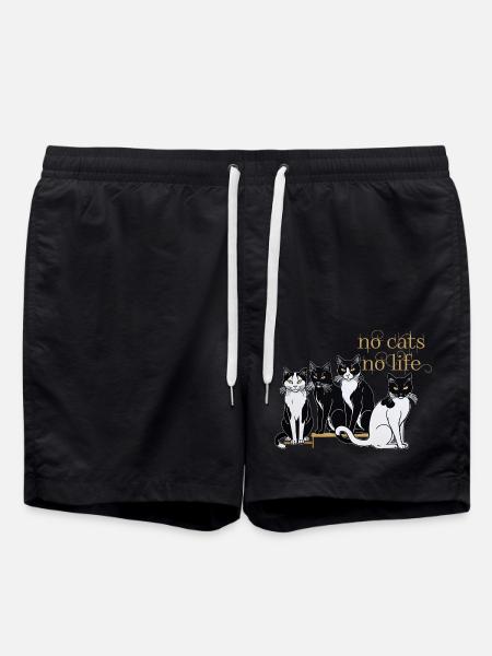 no cats no life - Swim Trunks - black