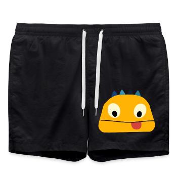 happy dino - Swim Trunks - black - Front - AI Model Male 185 light (185cm)