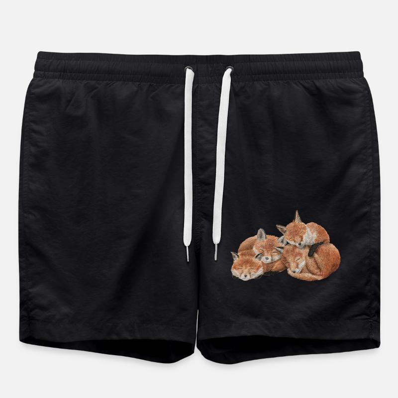 Kuschelige Babyfüchse - Badeshorts - Schwarz