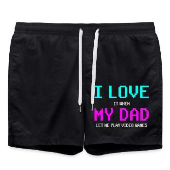 Gamer Gaming I love my dad - Swim Trunks - black - Front - AI Model Male 185 light (185cm)