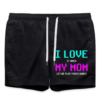 Gaming Gamer I Love My Mom Gift - Swim Trunks - black - Front - AI Model Male 185 light (185cm)