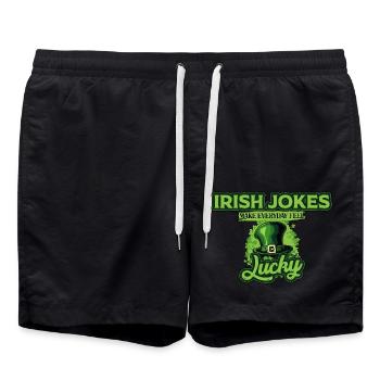 Irische Witze sorgen jeden Tag für ein glückliches Gefühl St. Patricks - Badeshorts - Schwarz - Vorne - AI Model Male 185 light (185cm)