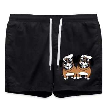 Deux chiens monstre méchant dangereux dents souriant - Short de bain - noir - Devant - AI Model Male 185 light (185cm)