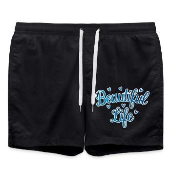 Schönes Leben in Blau - Badeshorts - Schwarz - Vorne - AI Model Male 185 light (185cm)