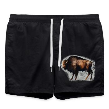 Bison Büffel Wisent Höhlenmalerei - Badeshorts - Schwarz - Vorne - AI Model Male 185 light (185cm)