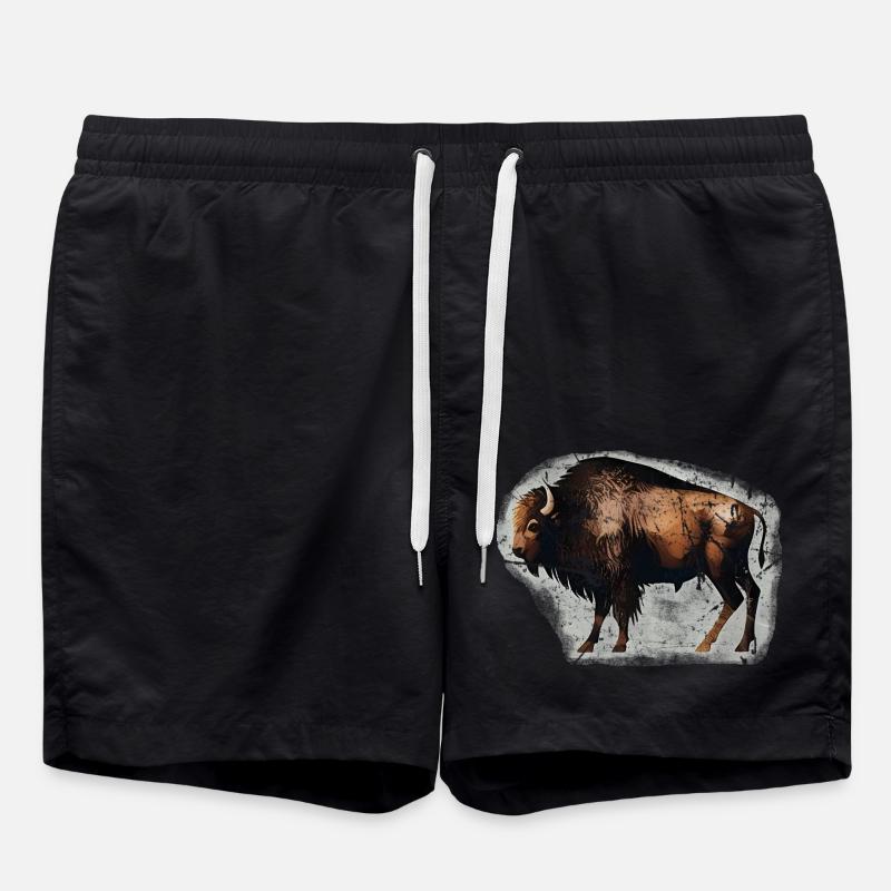 Bison Buffalo Bison Peinture grotte - Short de bain - noir