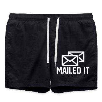 Mailed It Mailman Postal Worker - Swim Trunks - black - Front - AI Model Male 185 light (185cm)