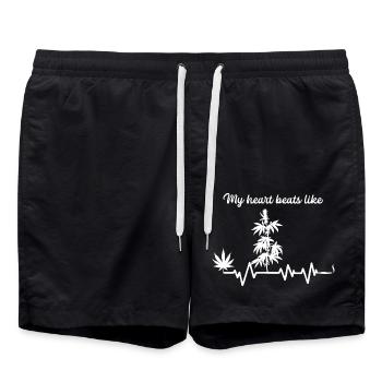 My heart beats like - Badeshorts - Schwarz - Vorne - AI Model Male 185 light (185cm)