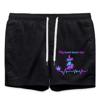 My heart beats like - Badeshorts - Schwarz - Vorne - AI Model Male 185 light (185cm)