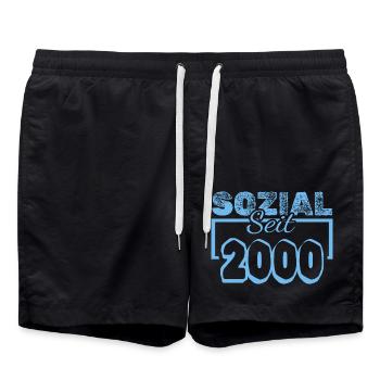seit 2000 - Badeshorts - Schwarz - Vorne - AI Model Male 185 light (185cm)