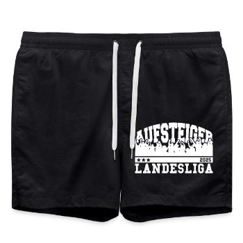 Aufsteiger 2025 Landesliga Aufstieg Fußball - Badeshorts - Schwarz - Vorne - AI Model Male 185 light (185cm)