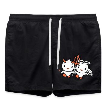 Vögel Engel Himmel Teufel Hörner Satan Hölle böse - Badeshorts - Schwarz - Vorne - AI Model Male 185 light (185cm)