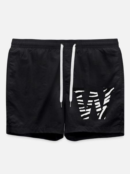 Buchstabe w zebra - Badeshorts - Schwarz