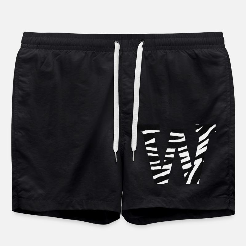 Letter w zebra - Swim Trunks - black