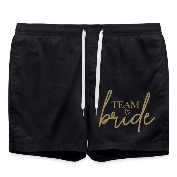 Team Bride mit Herz - Badeshorts - Schwarz - Vorne - AI Model Male 185 light (185cm)