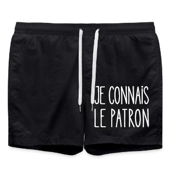 je connais le patron - Short de bain - noir - Devant - AI Model Male 185 light (185cm)
