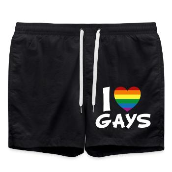 I Love Gays - Badeshorts - Schwarz - Vorne - AI Model Male 185 light (185cm)
