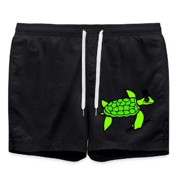 Mr. Turtle Sir Monocle Top Hat Rich - Swim Trunks - black - Front - AI Model Male 185 light (185cm)