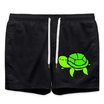 Water turtle cute cute swimming happily - Swim Trunks - black - Front - AI Model Male 185 light (185cm)