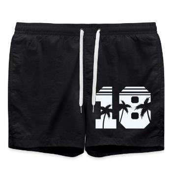 18 palm trees - Swim Trunks - black - Front - AI Model Male 185 light (185cm)