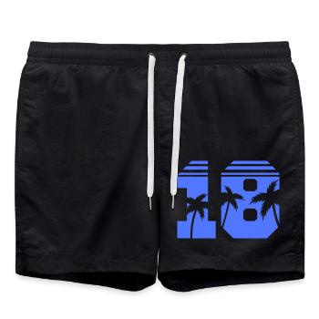 18 palm trees - Swim Trunks - black - Front - AI Model Male 185 light (185cm)