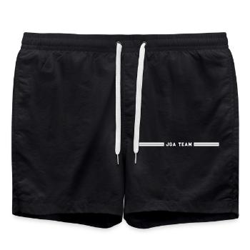 JGA Team Junggesellenabschied - Badeshorts - Schwarz - Vorne - AI Model Male 185 light (185cm)