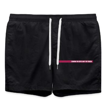 cute but taken Zitat - Badeshorts - Schwarz - Vorne - AI Model Male 185 light (185cm)