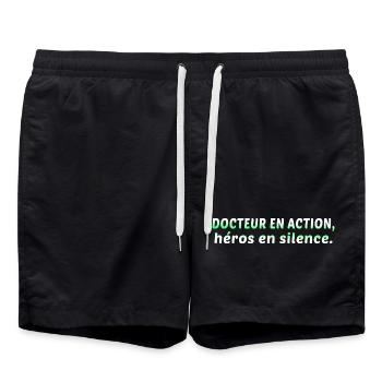 Doctor, doctor, nurse, health and white coat - Swim Trunks - black - Front - AI Model Male 185 light (185cm)