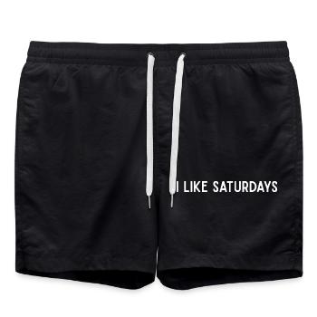 Ich mag die minimalistische Stimmung am Samstag am Wochenende - Badeshorts - Schwarz - Vorne - AI Model Male 185 light (185cm)