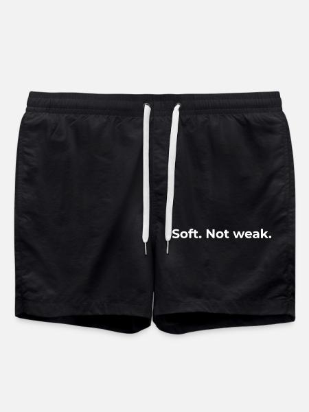 Empowered Quote | Soft Not Weak - White - Swim Trunks - black