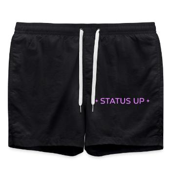 Status Up Level Up Gaming Text Vector - Swim Trunks - black - Front - AI Model Male 185 light (185cm)